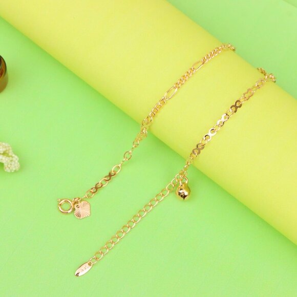 "Rose Gold Anklet with Floral & Charm Accents, XPAL1059 - Picture 10 of 12